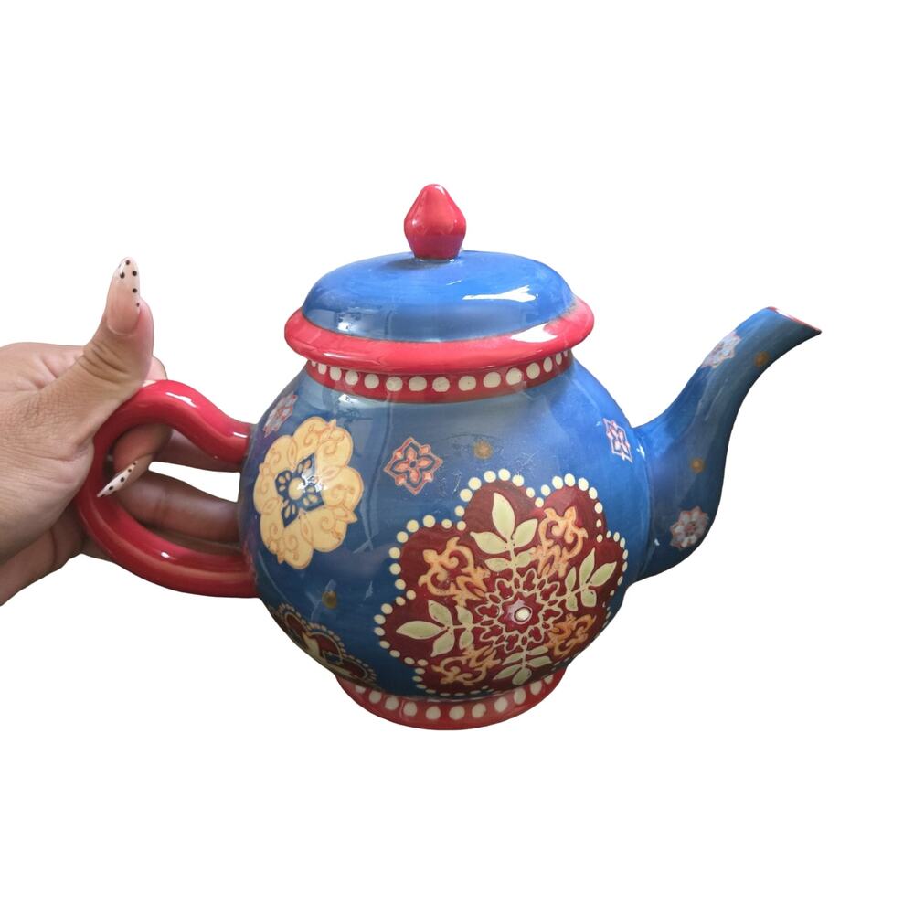 Dutch Wax Bohemian Floral Ceramic Teapot